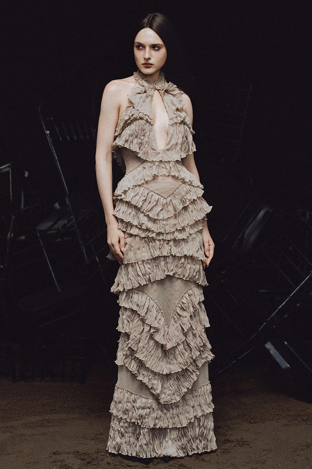 Cassandra Mermaid Ruffle Maxi Dress