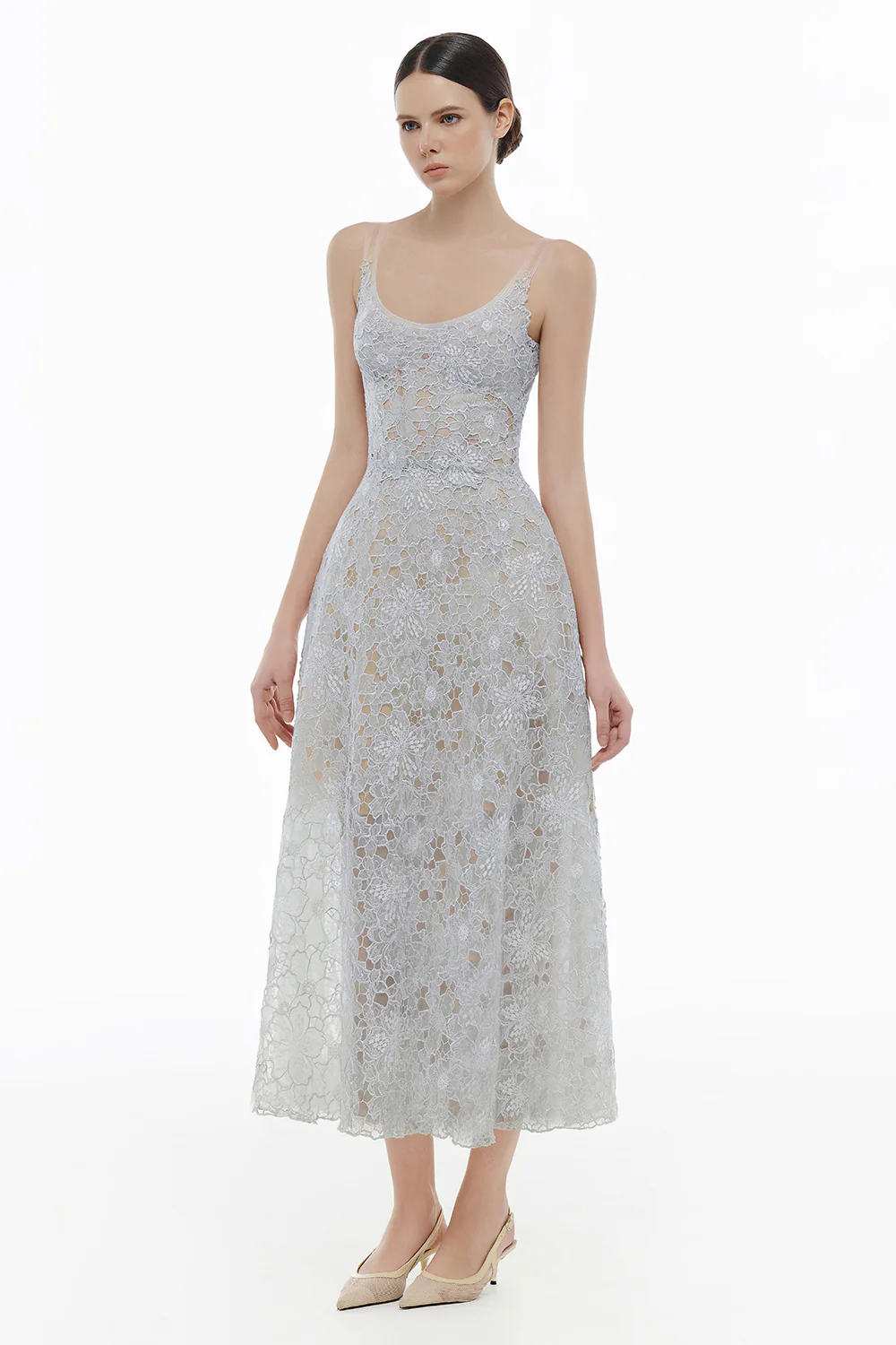 Coralie Scoop Applique Midi Dress