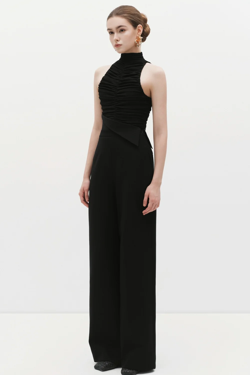 Isolde Blouse High Neck Gathering Top