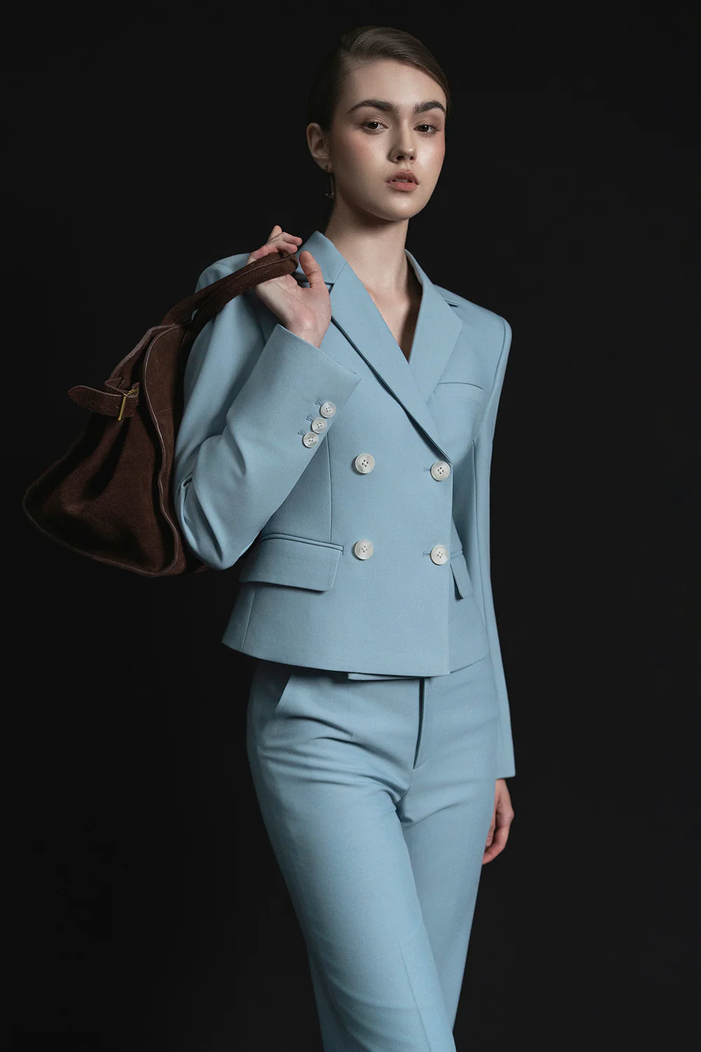 Joe Cropped Double Breasted Twill Jacket