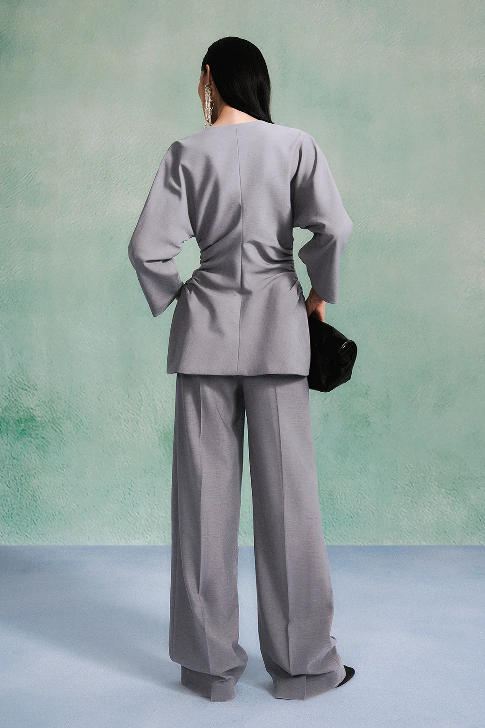 Nayeli Peplum V-Neck Twill Top