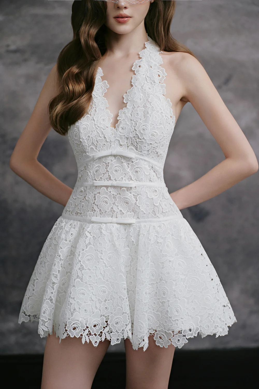 Jumi V-Neck Ribbon Mini Dress