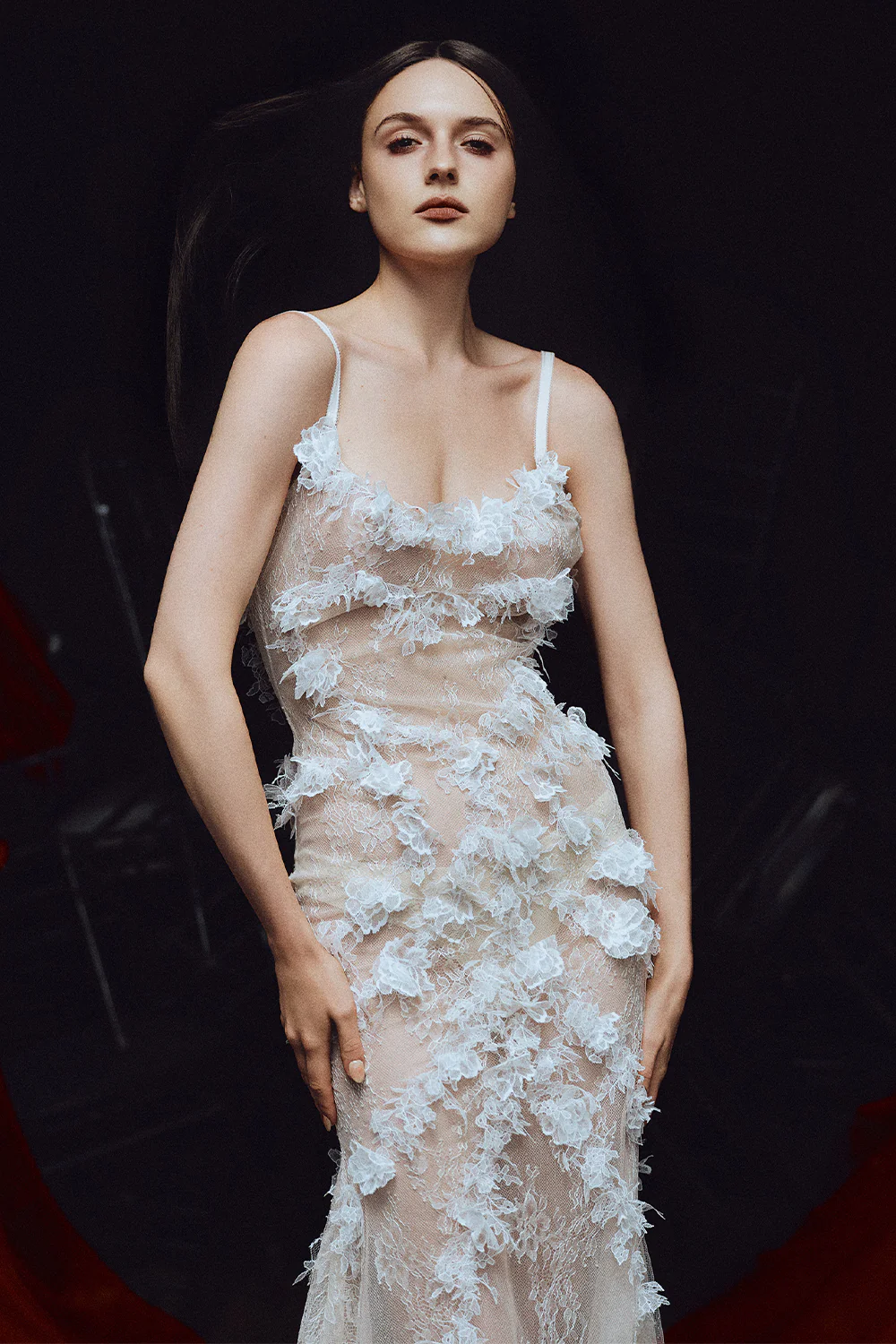 Swan Song Sheath Applique Midi Dress