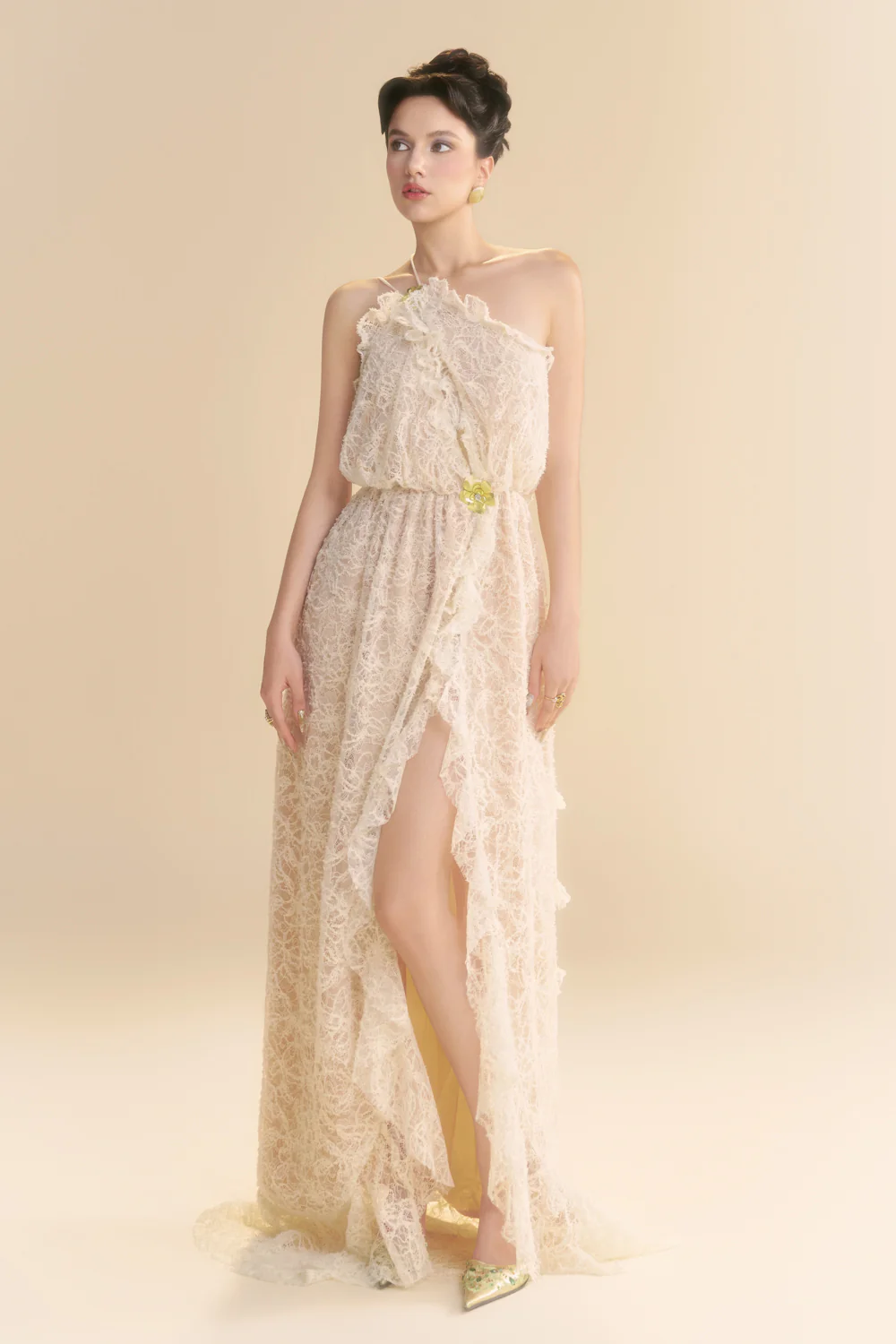 Ivoria Blouson Ruffle Maxi Dress