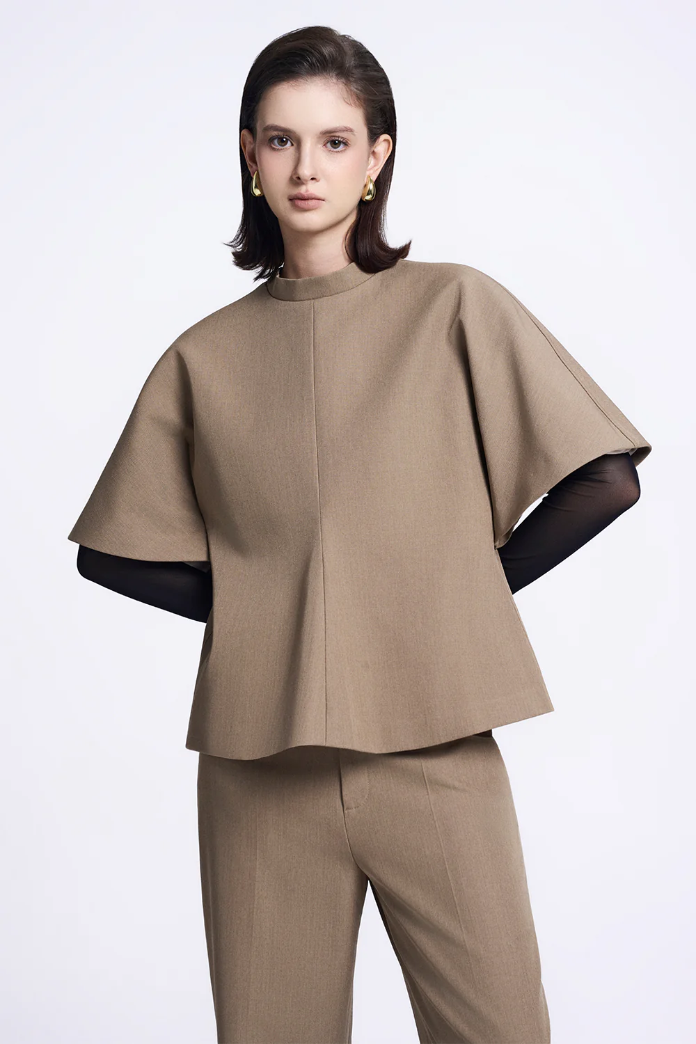 Mara Straight Wide Sleeved Twill Top