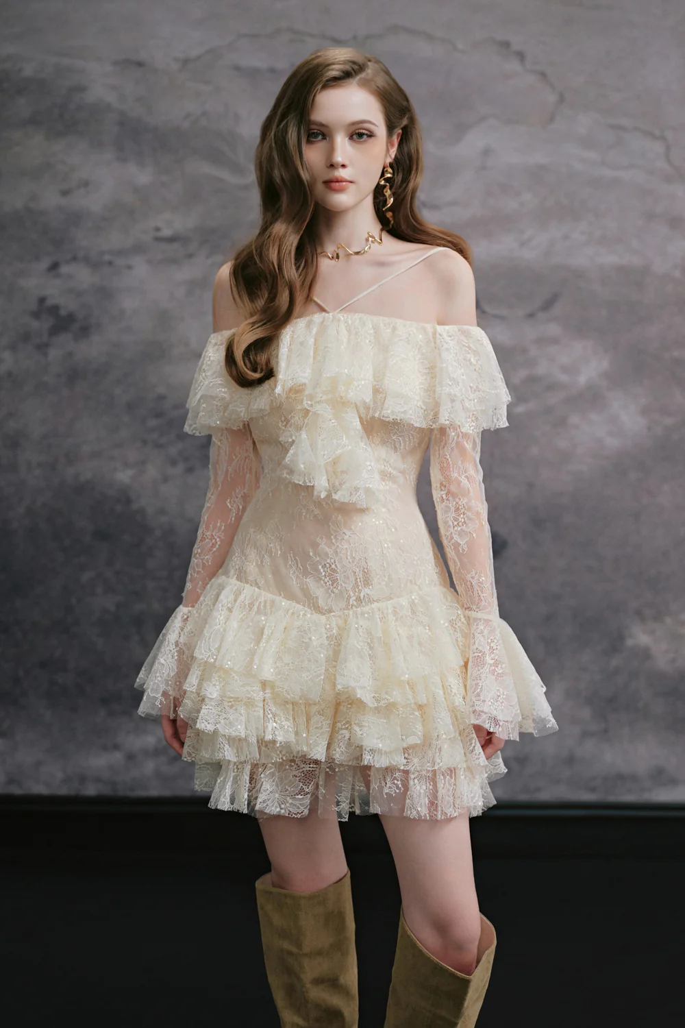 Minzy Off-Shoulder Ruffle Mini Dress