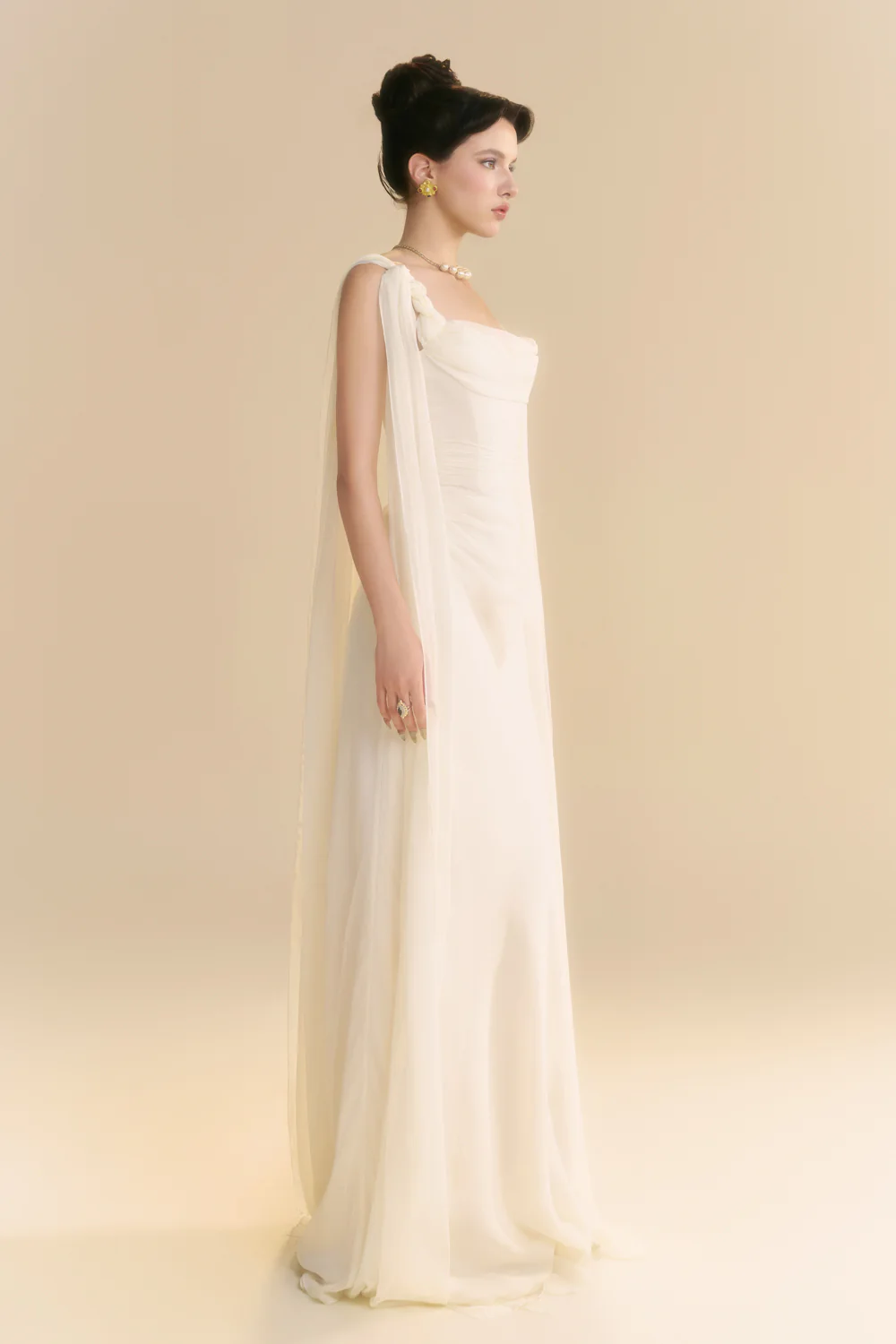 Larmes Sheath Draped Maxi Dress