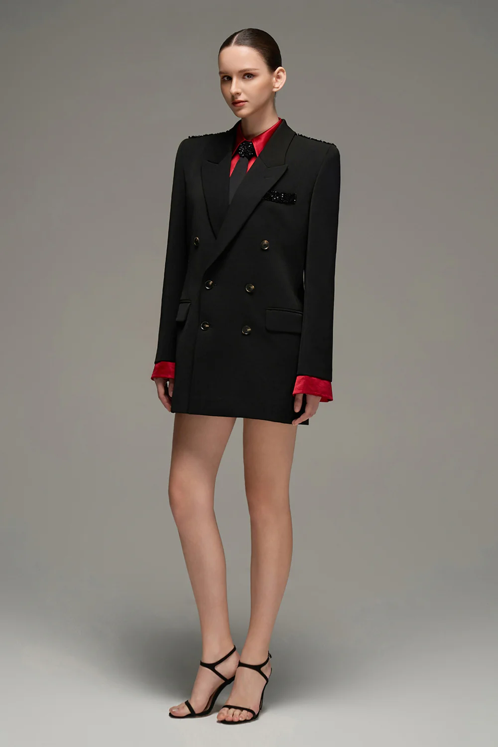 Claire Notched Rhinestone Blazer