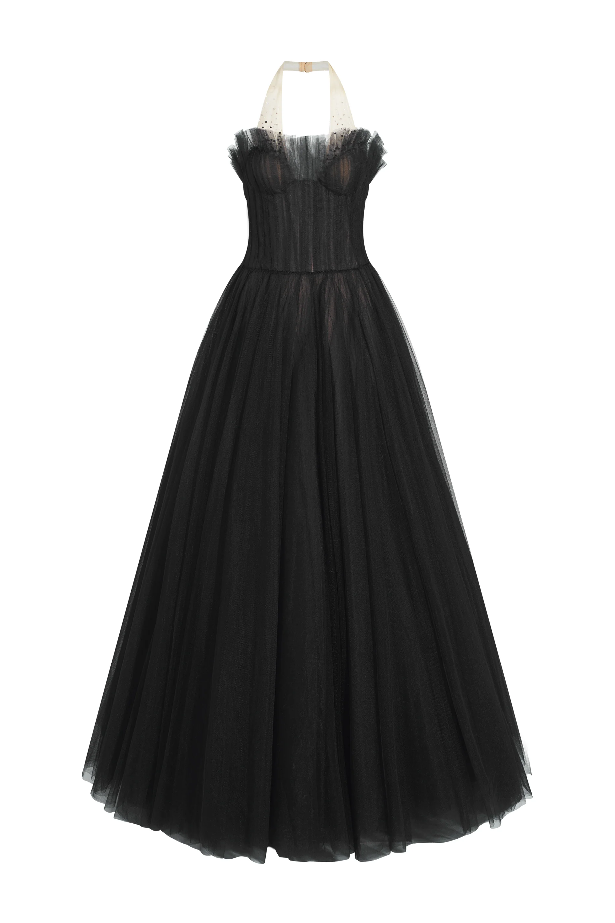 Nancy Halter Neck Ruffle Maxi Dress