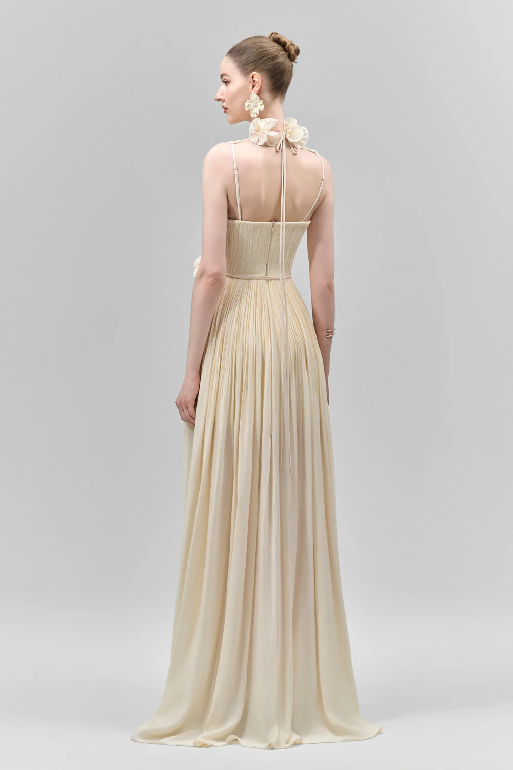 Nasir Gathered Scoop Neck Tencel Floor Length Dress