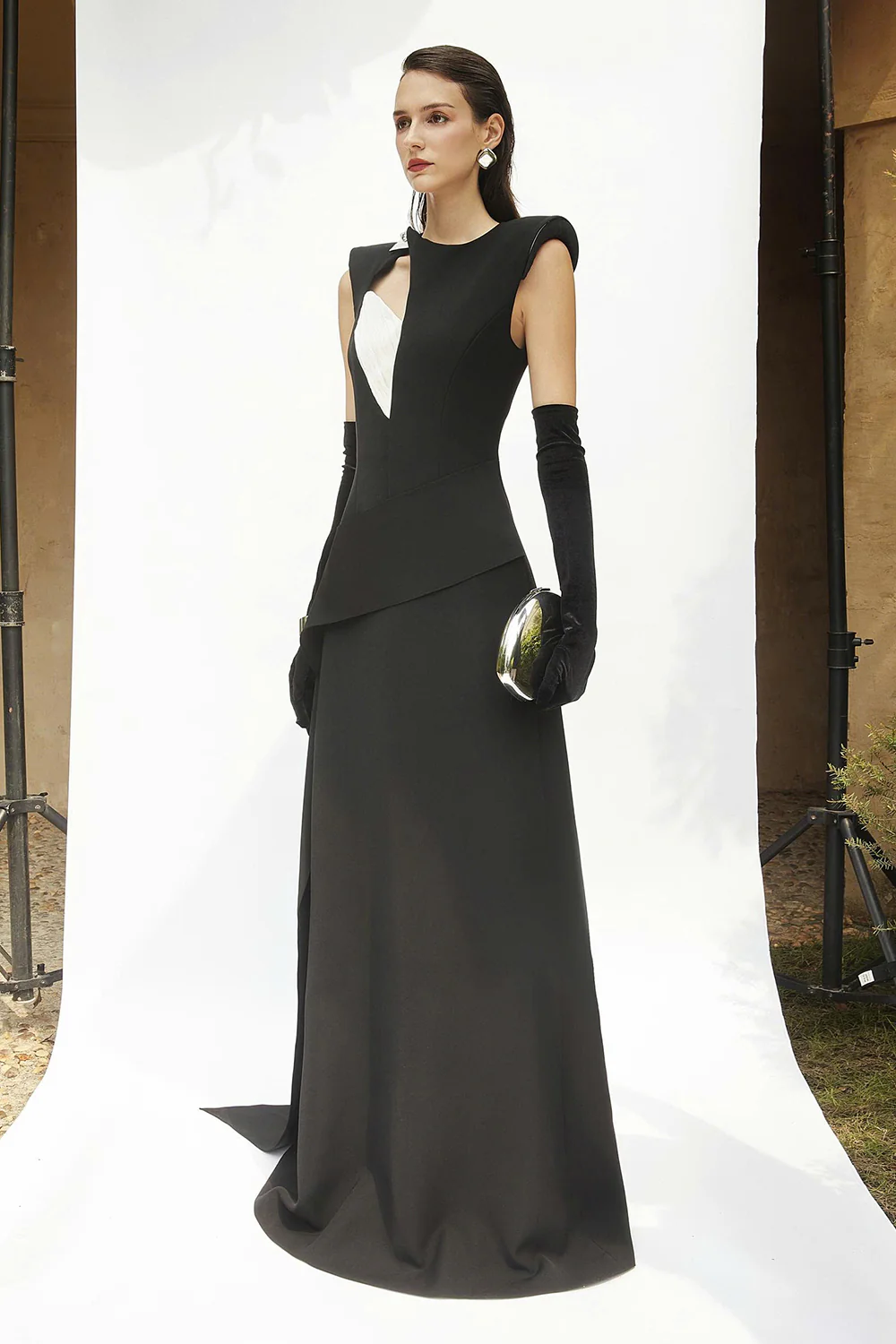 Elenor I Asymmetric Neck Draped Maxi Dress