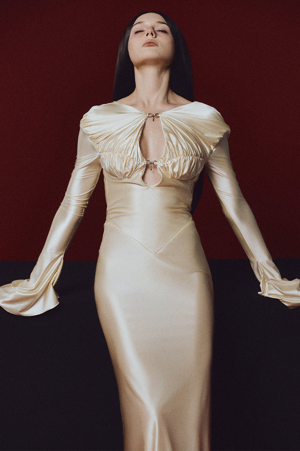 Fair Verona Sheath Gathering Maxi Dress