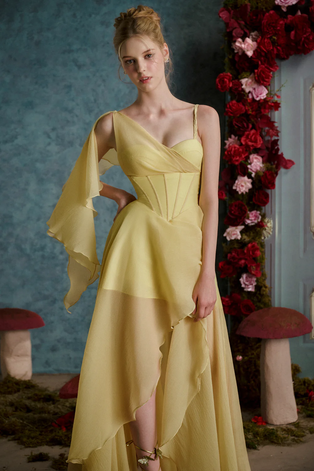 Happiness is a Butterfly Asymmetric Ruffled Organza High-low Dress