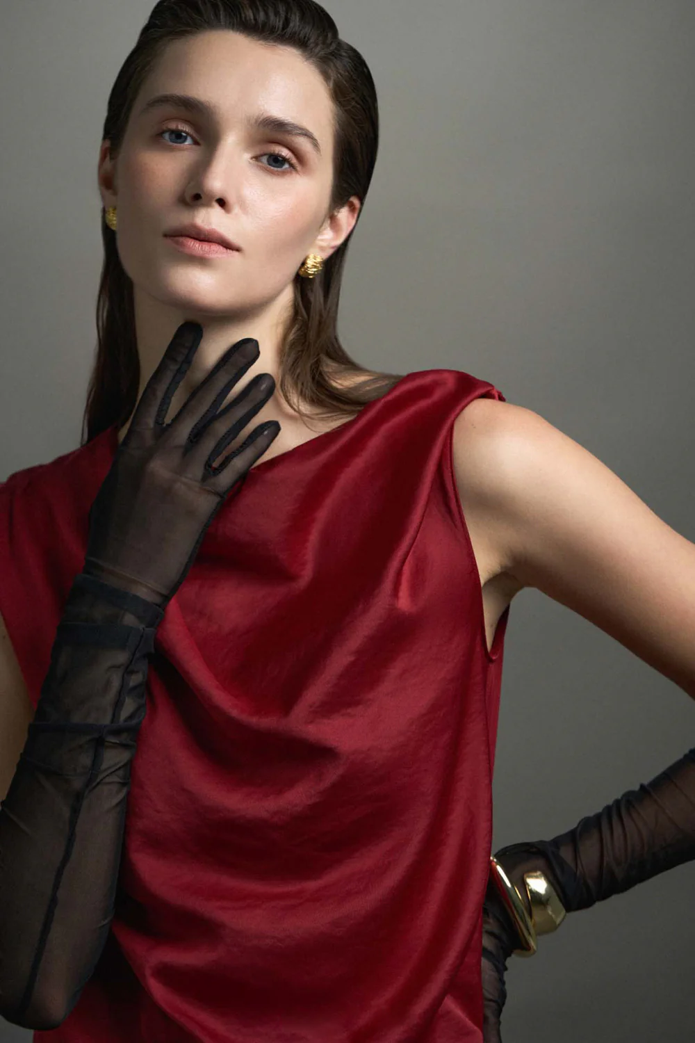 Hestia Boat Neck Draped Maxi Dress