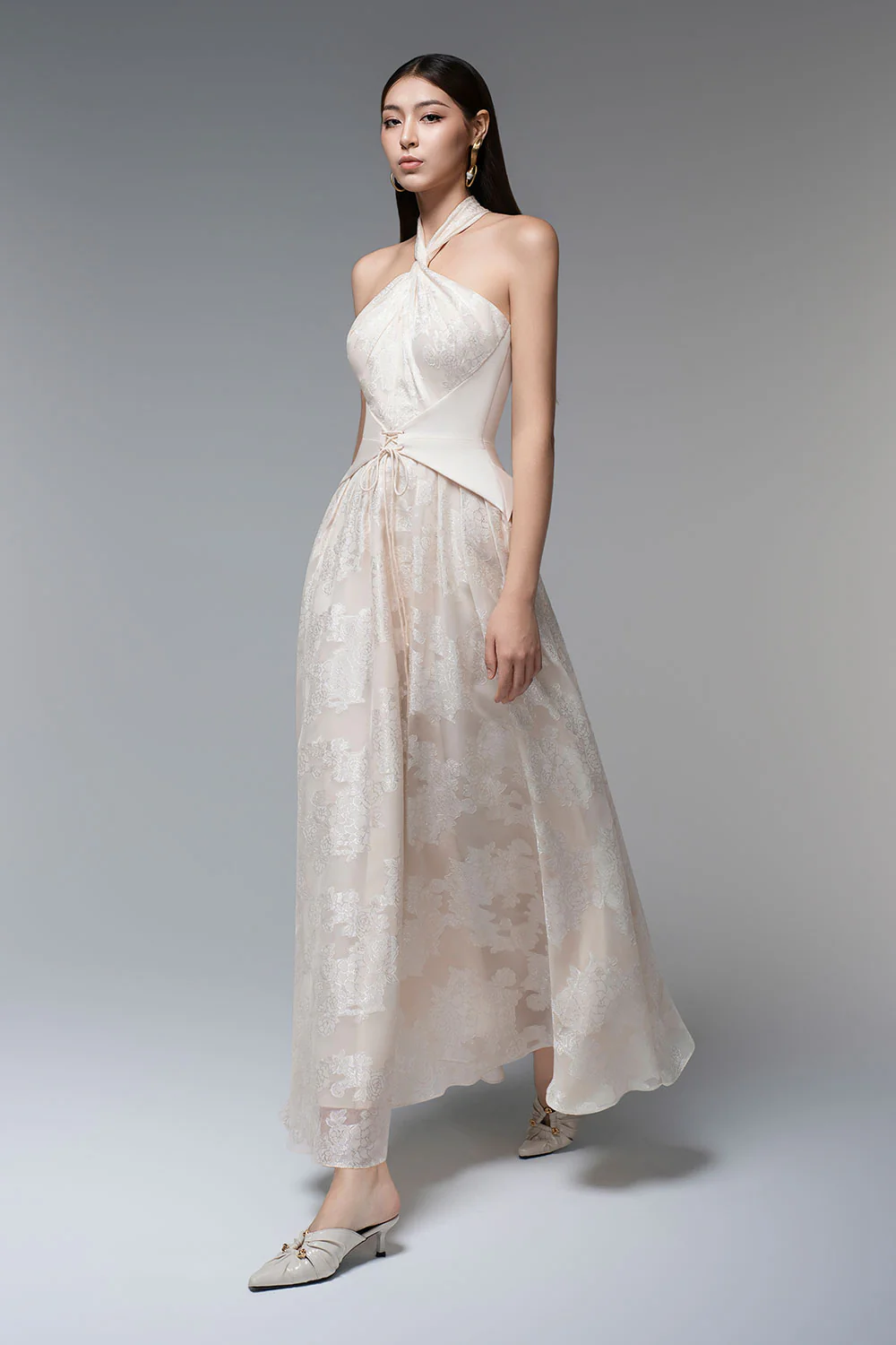 Cordelia A-line Twisted Organza Ankle Length Dress