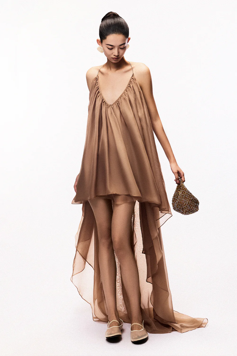 Rosa Asymmetric V-Neck Chiffon Maxi Dress