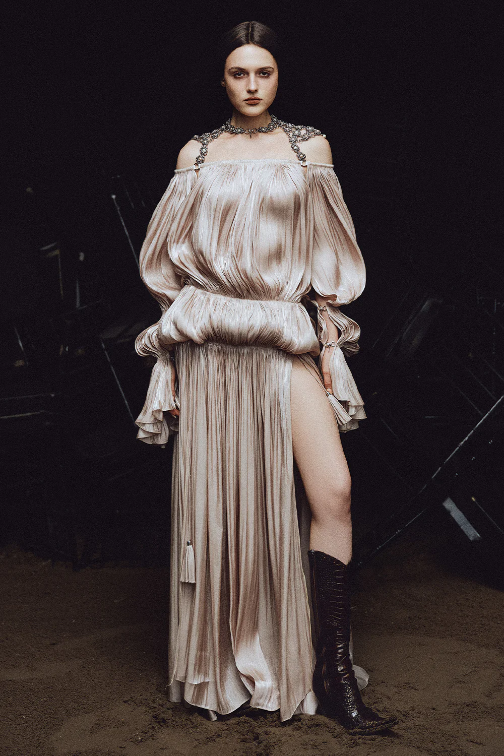 The Tempest Bishop Sleeve Tassel Maxi Dress