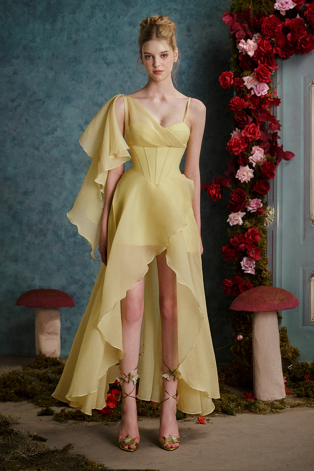 Happiness is a Butterfly Asymmetric Ruffled Organza High-low Dress