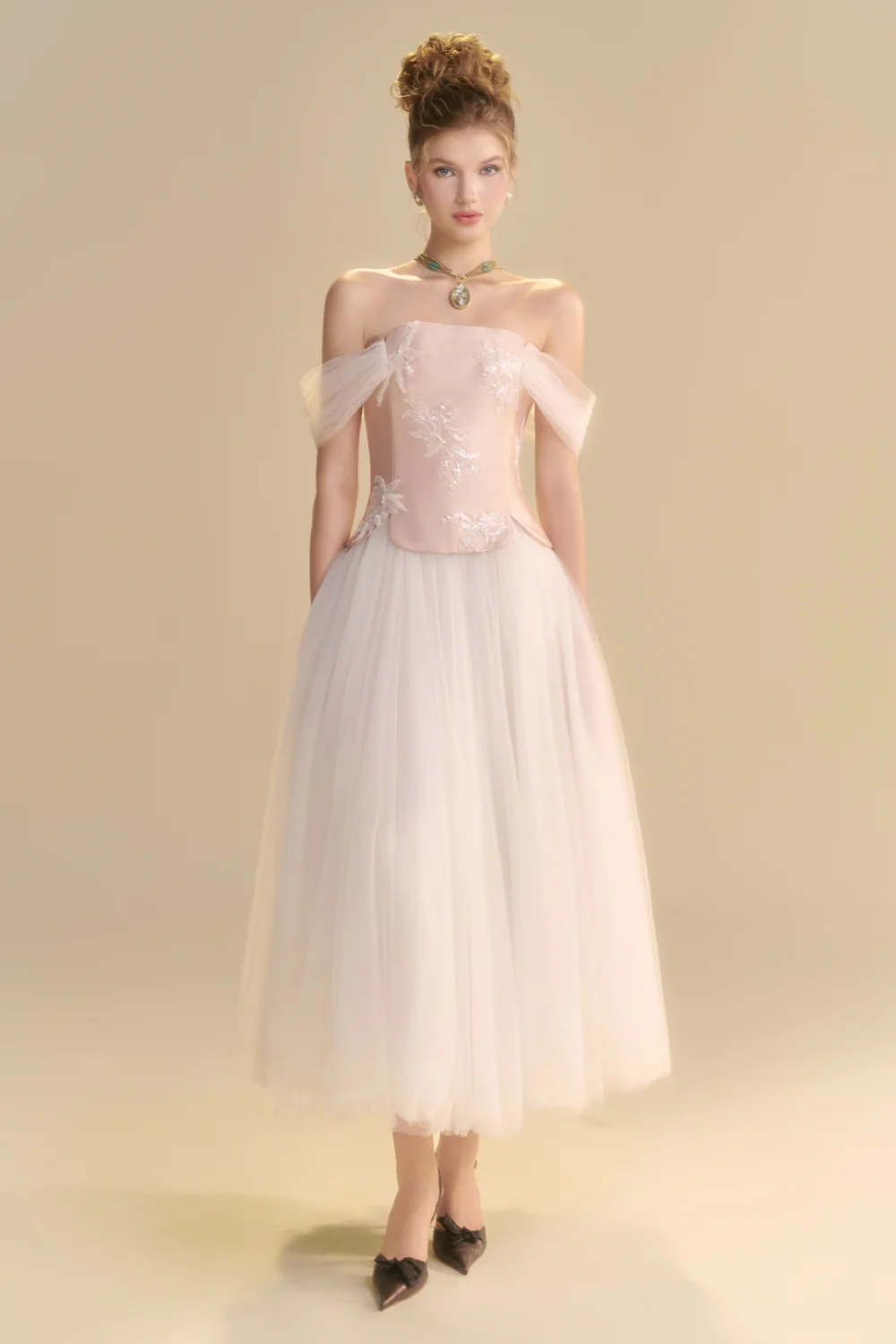 Elarose Off-Shoulder Sequin Midi Dress