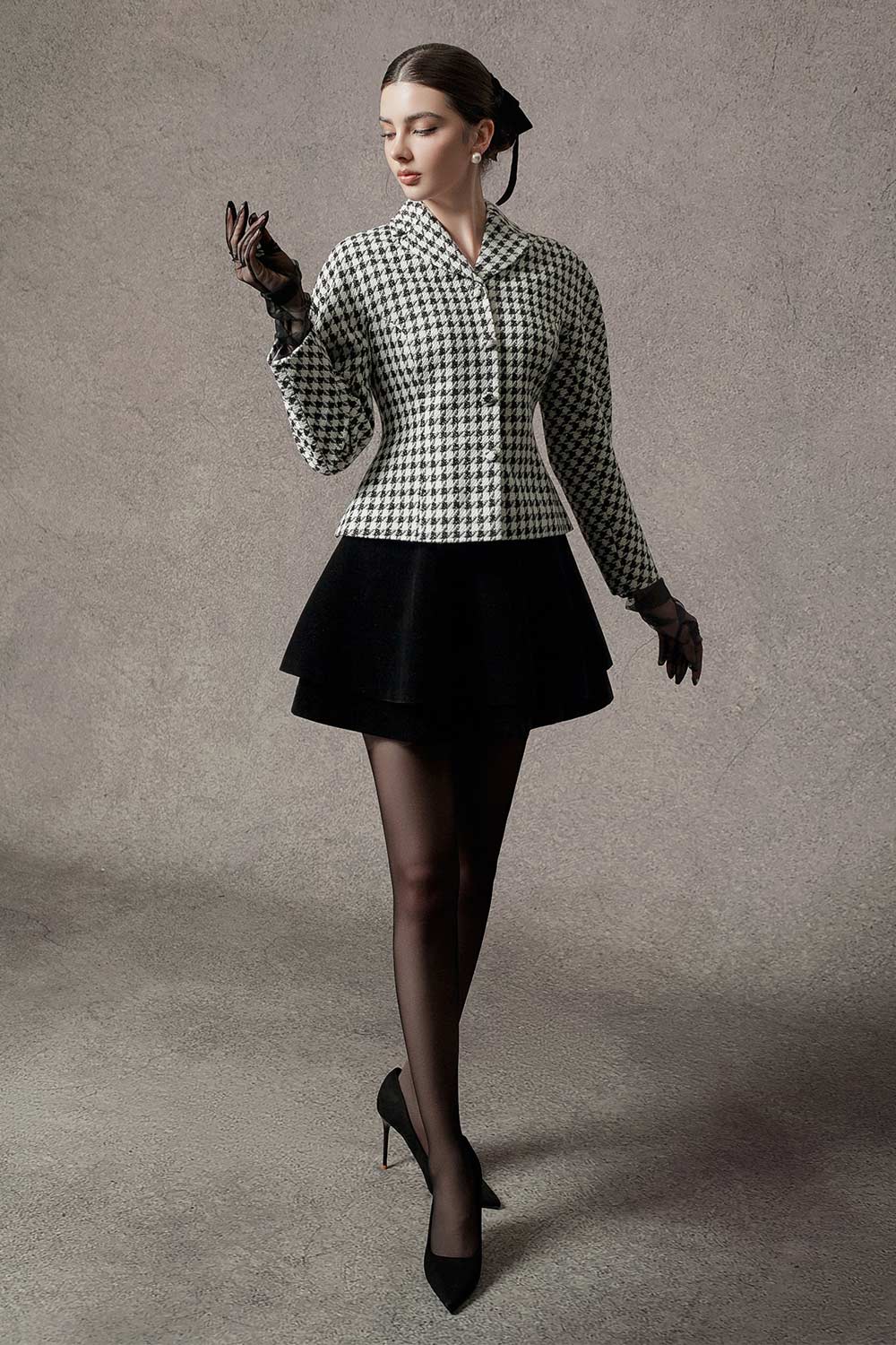 Rachel A-line Pleated Velvet Mini Skirt