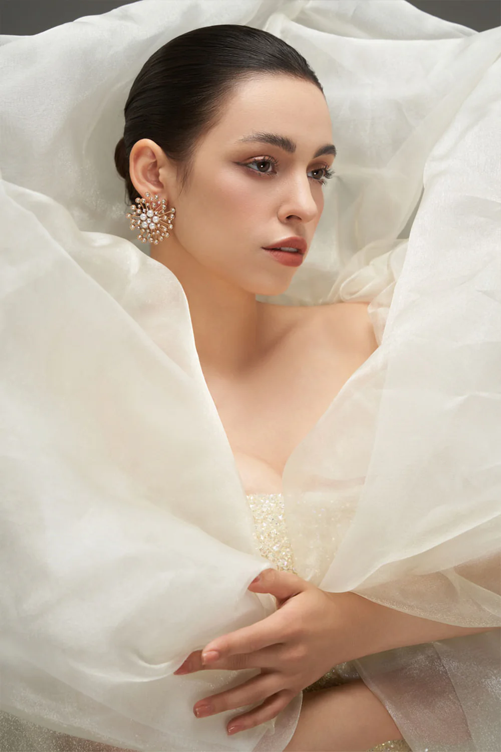 Bria Cape Sleeve Taffeta Maxi Dress