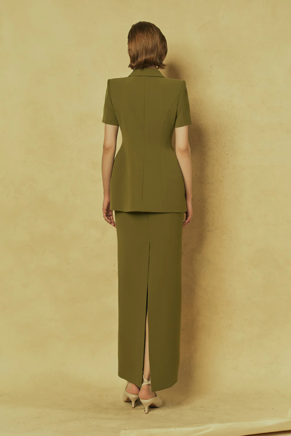 Grace Peplum Double Breasted Poly Silk Blazer