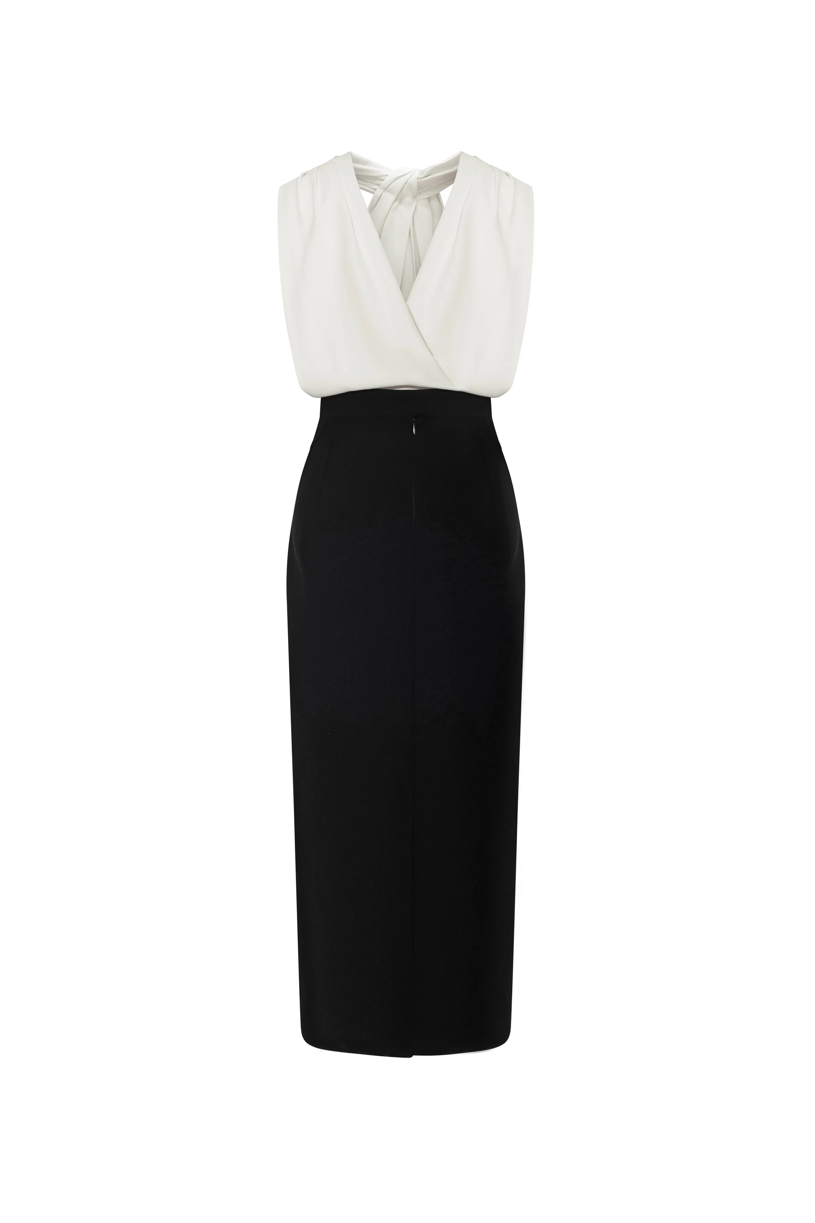 Claude Sheath Halter Neck Crepe Midi Dress