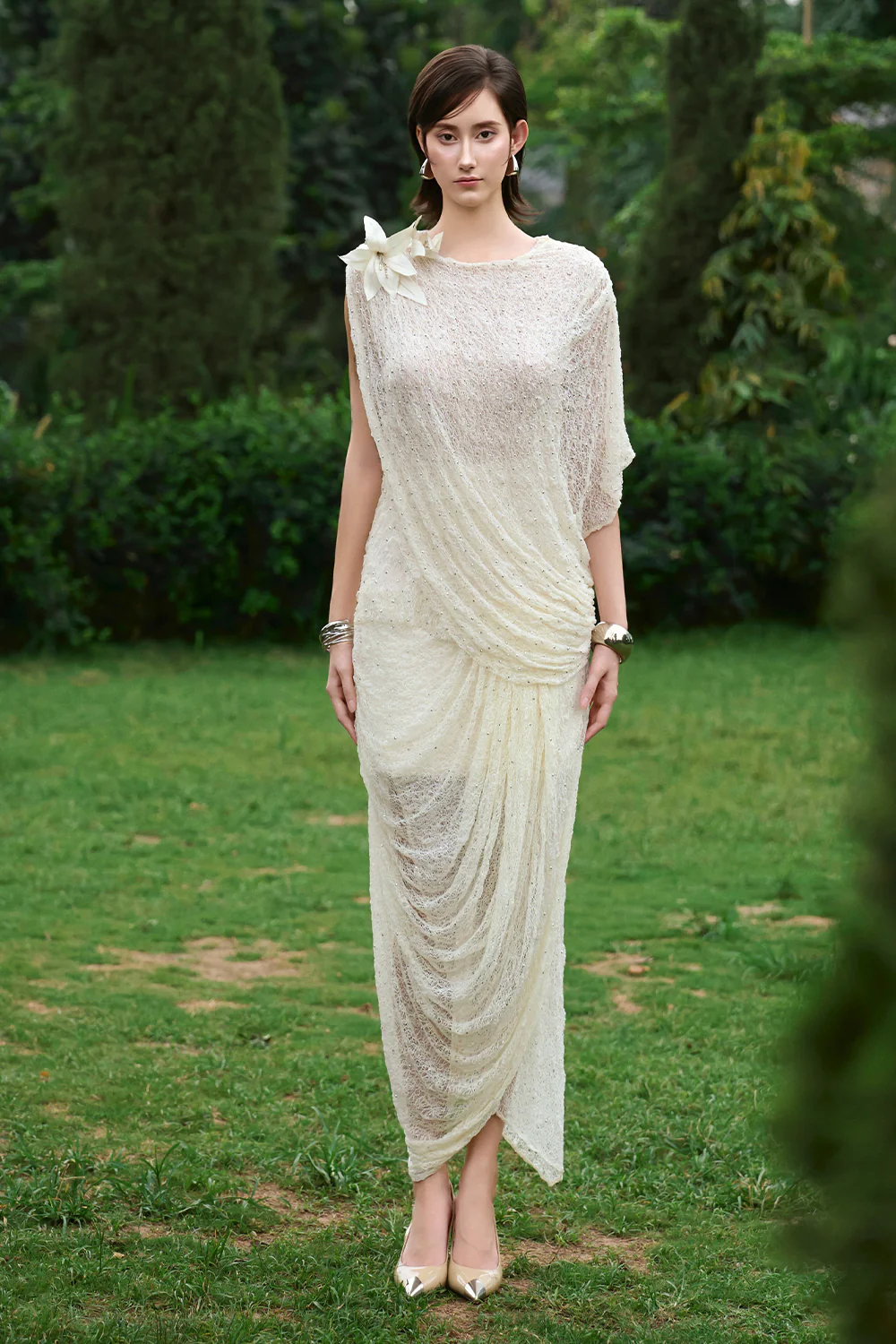 Soften Asymmetric Draped Top