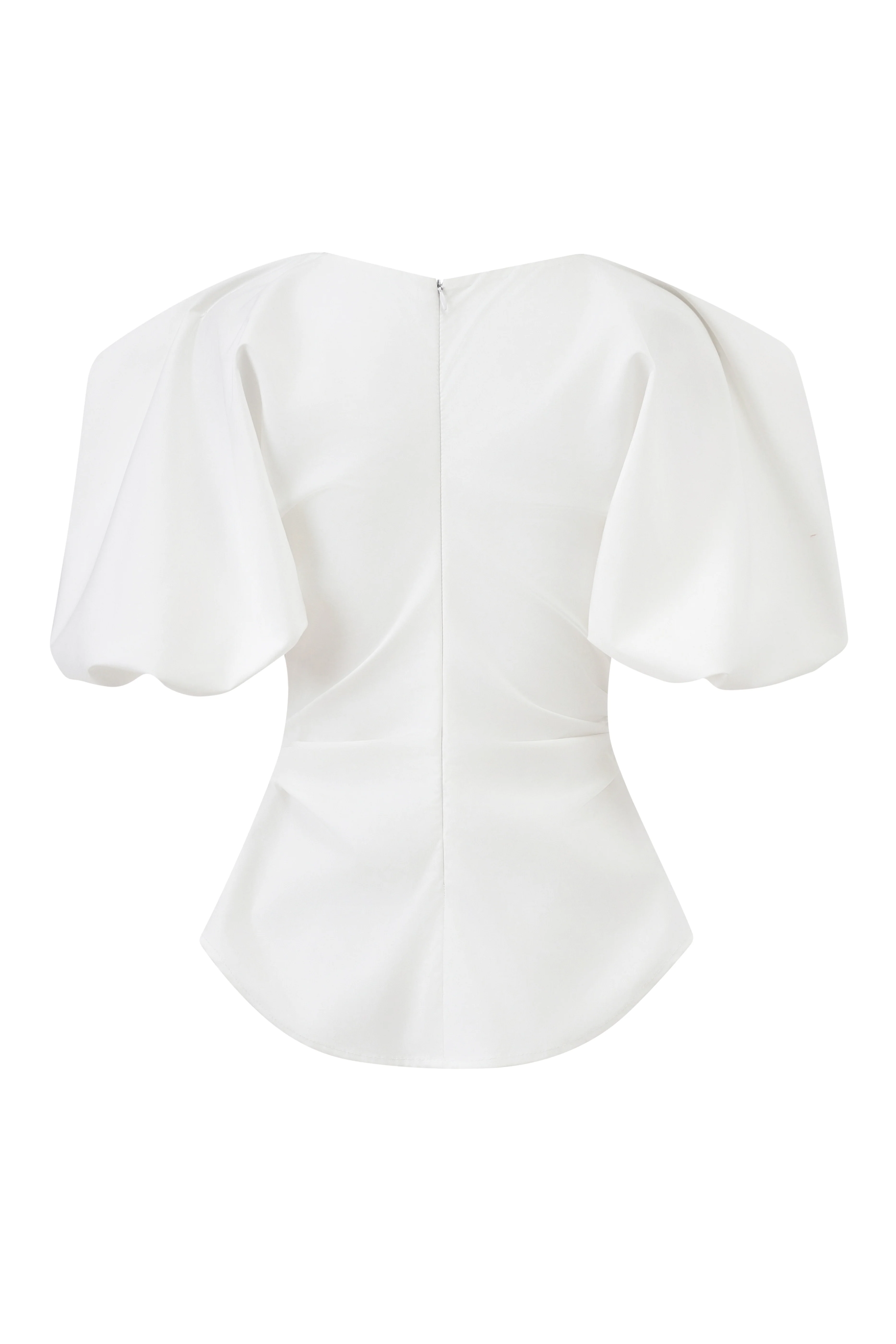 Melissa Peplum Puffy Sleeved Cotton Top