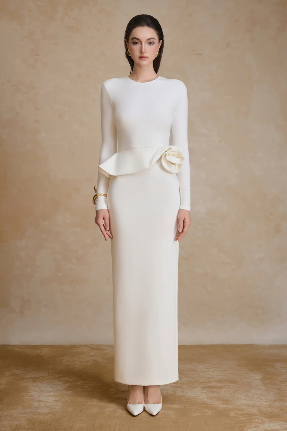 Ivora Round Neck Applique Maxi Dress