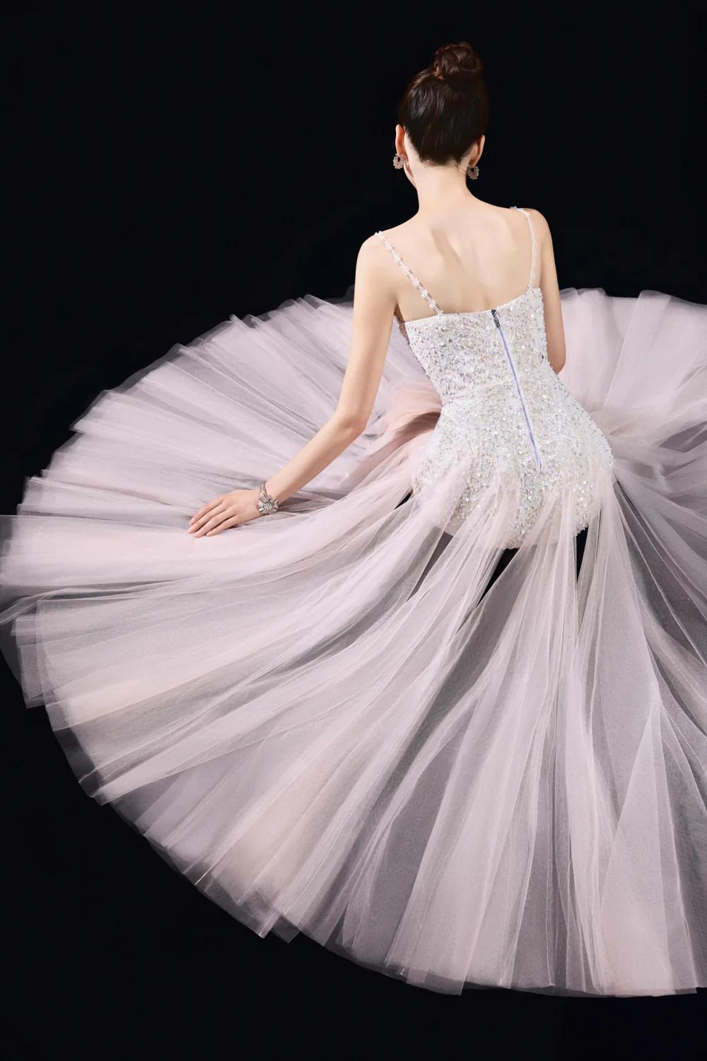 Soline A-line Sweetheart Neck Mesh Maxi Dress