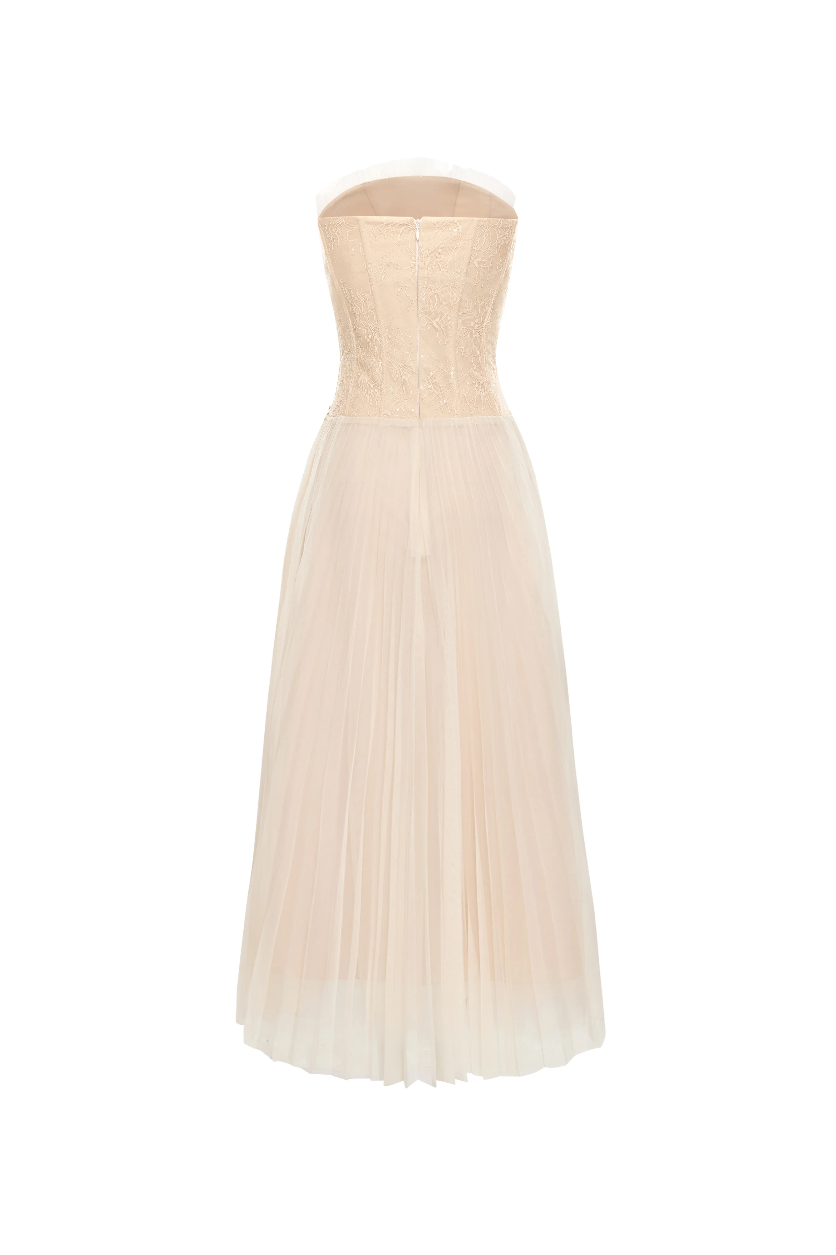 Serenya A-line Ruffled Chantilly Lace Midi Dress