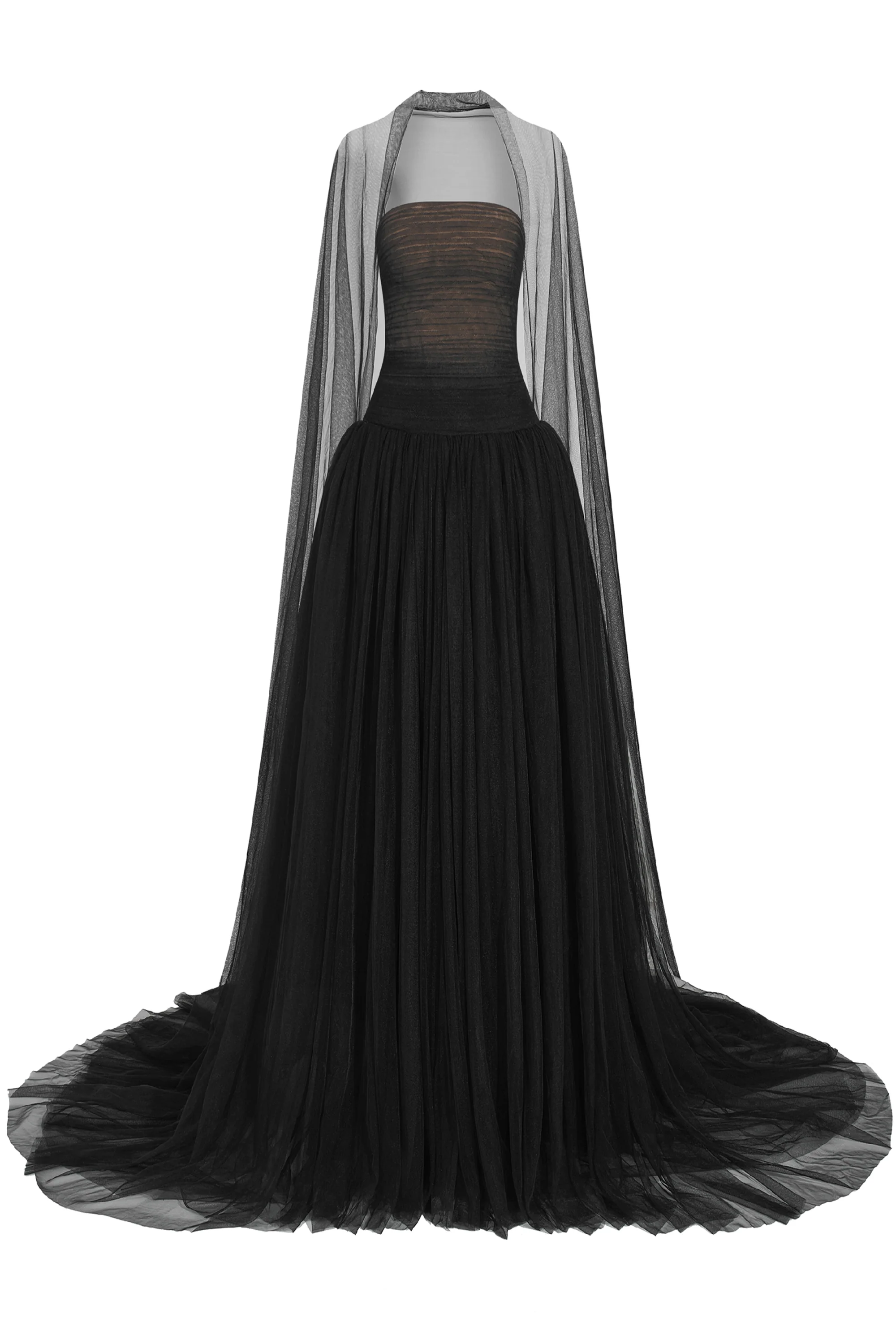 Noir Ball Gown Gathering Maxi Dress