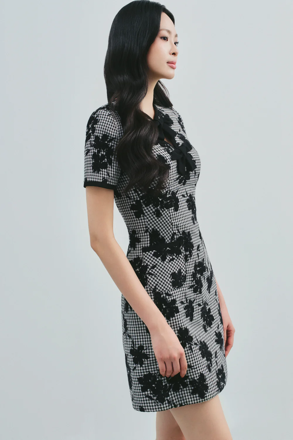 Safiyah Keyhole Ribbon Mini Dress