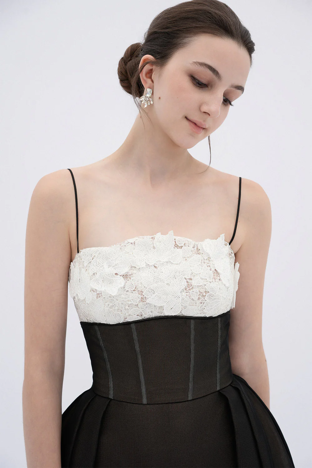 Vela A-line Corset Waist Mesh Midi Dress