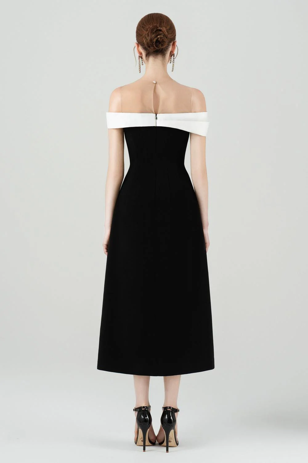 Orsola A-line Illusion Neck Polycotton Midi Dress