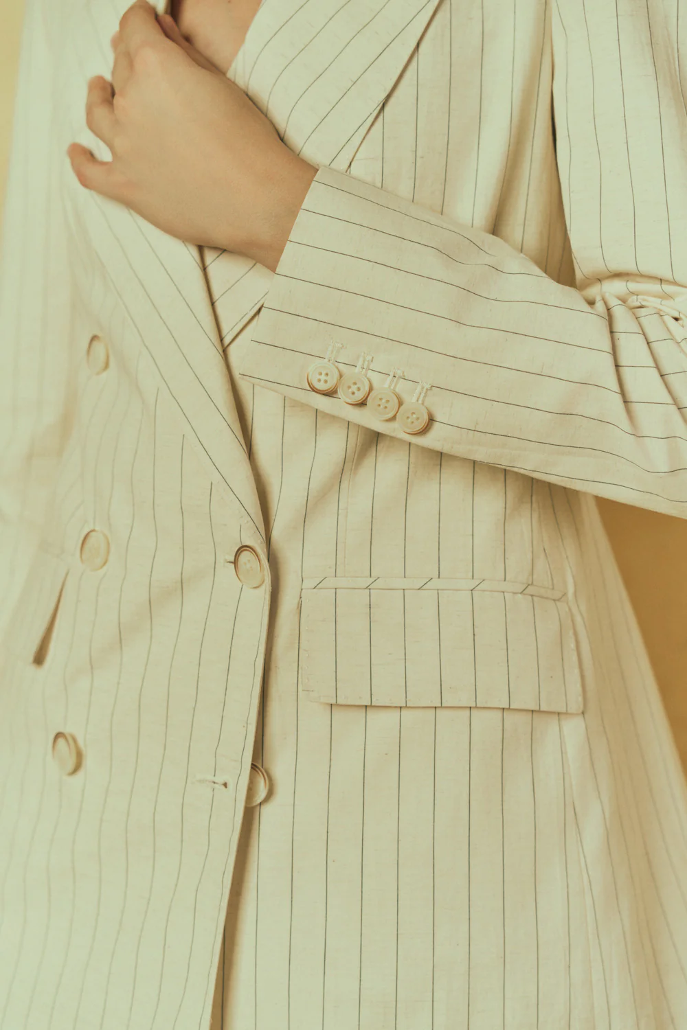 Sunbeam Straight Double Breasted Cotton Blend Blazer