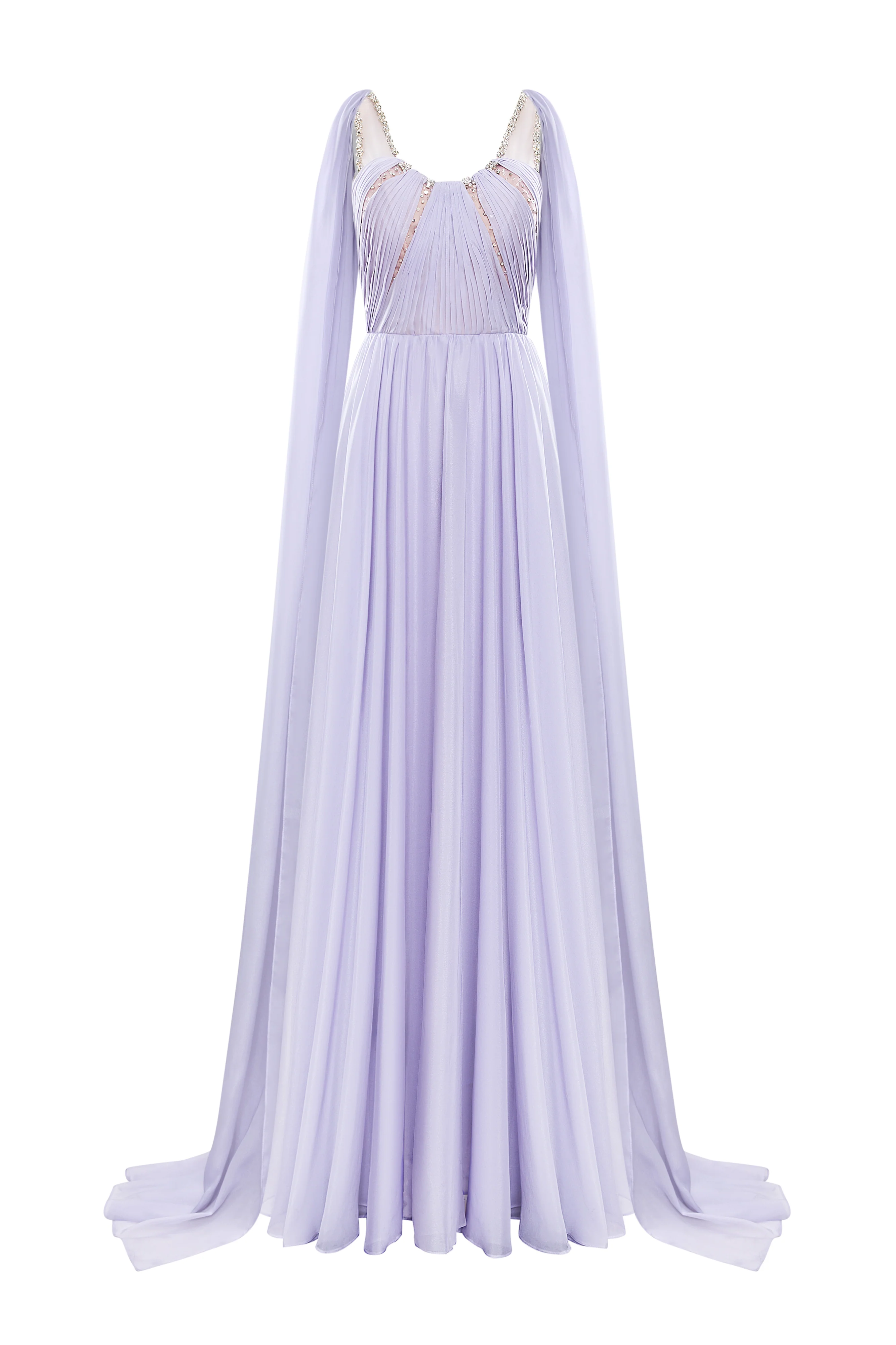 Violette A-line Scoop Neck Silk Blend Maxi Dress