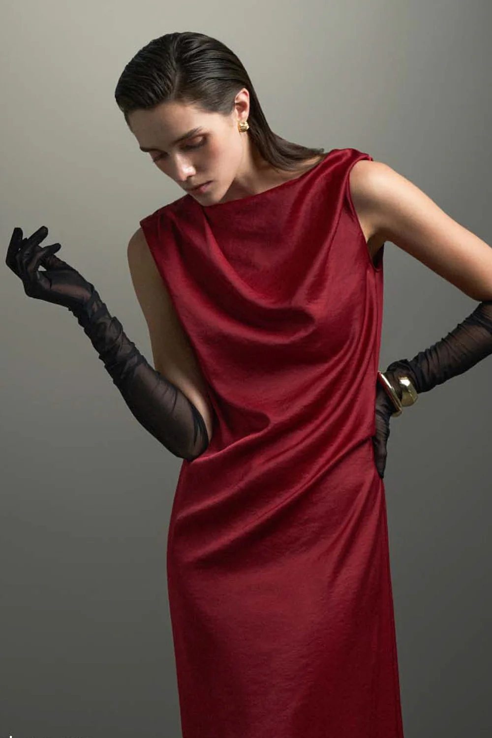 Hestia Boat Neck Draped Maxi Dress