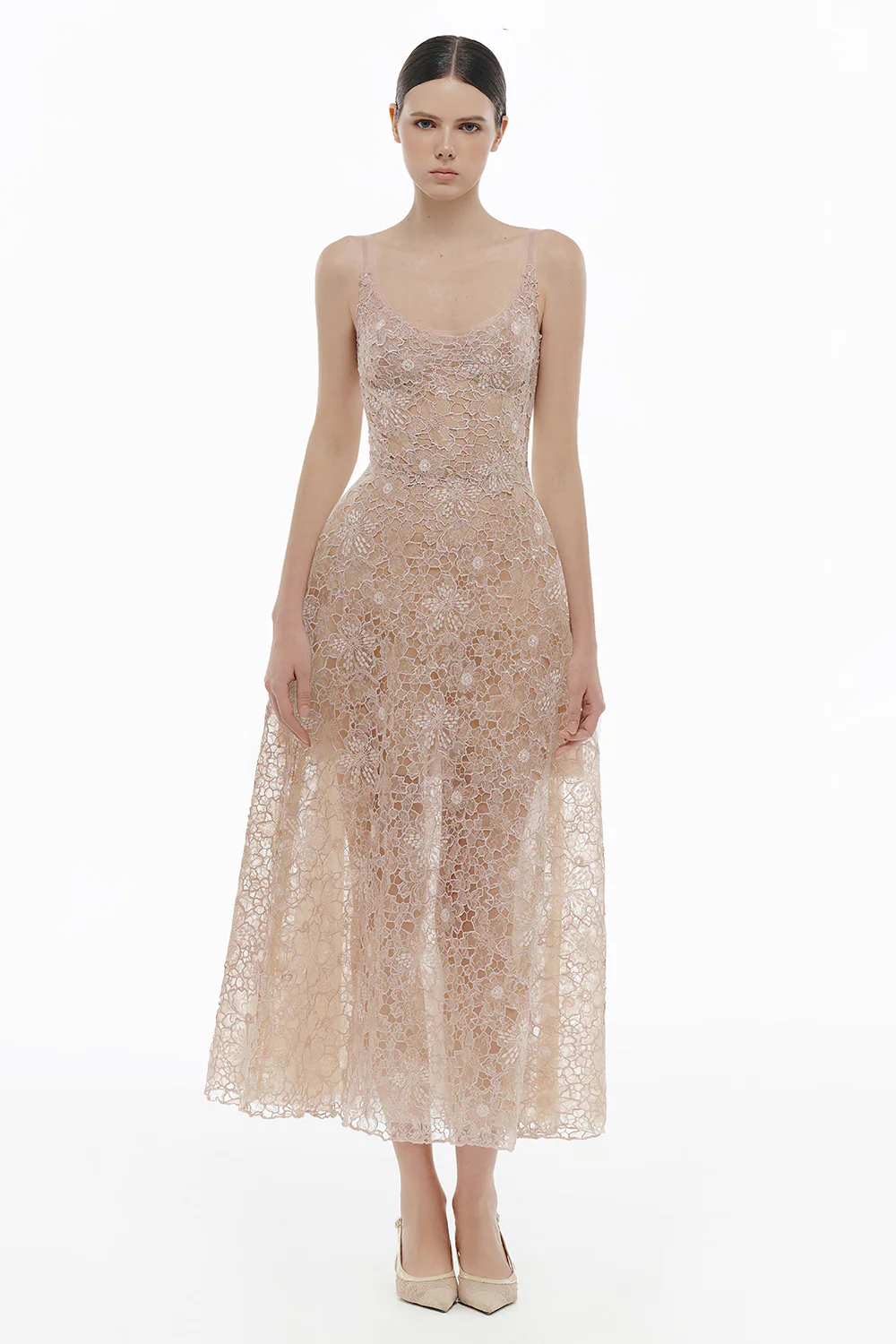 Coralie Scoop Applique Midi Dress