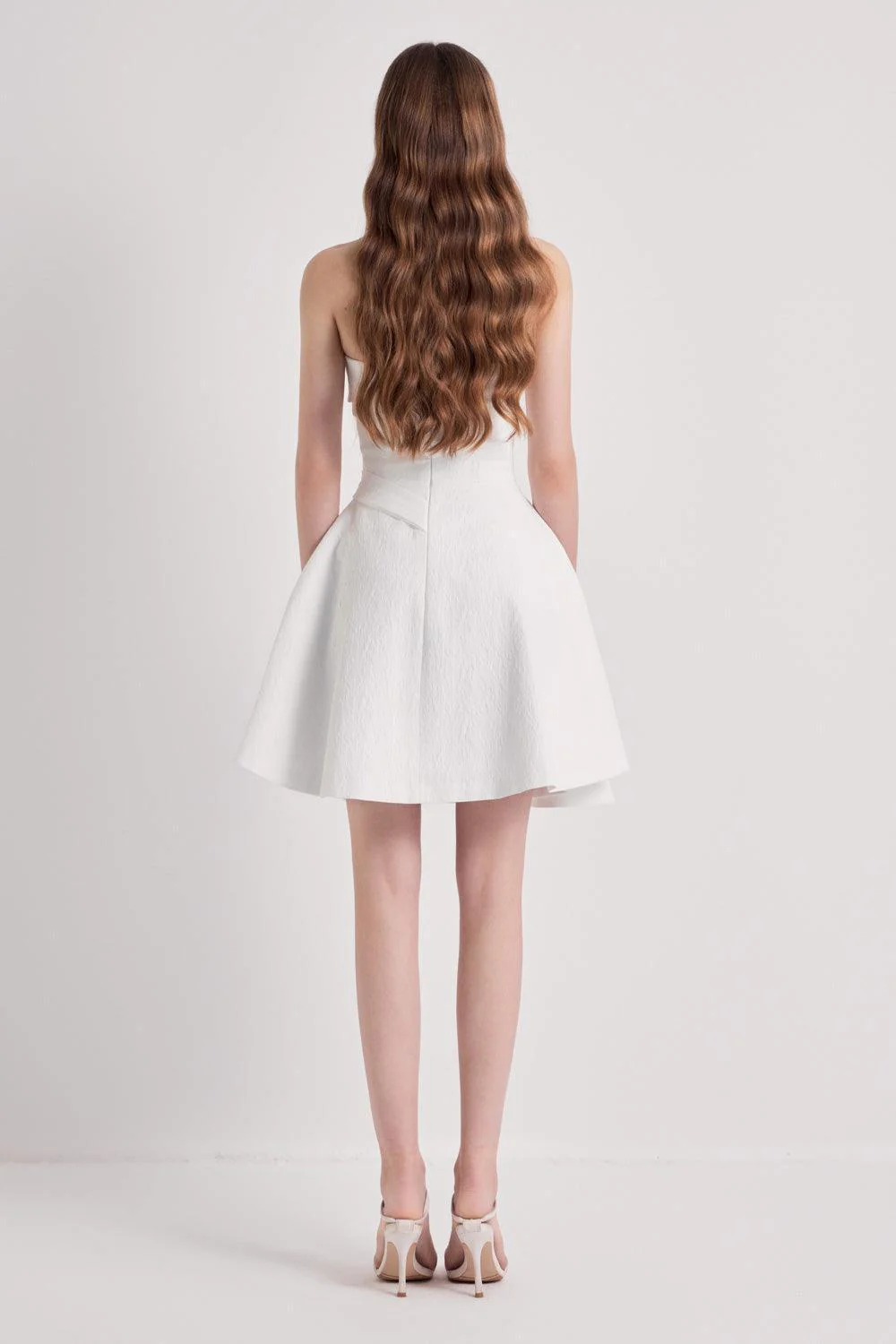 Wings Strapless Pleated Taffeta Mini Dress