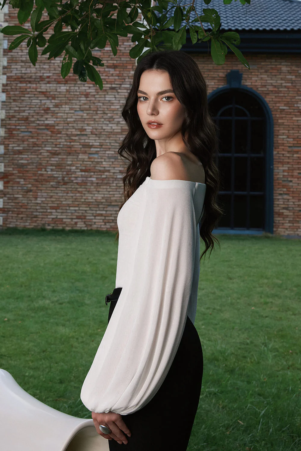 Tiny Bodycon Bishop Sleeved Cotton Spandex Top