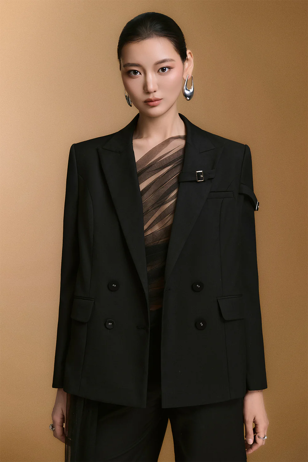 Ceci V-Neck Button Blazer