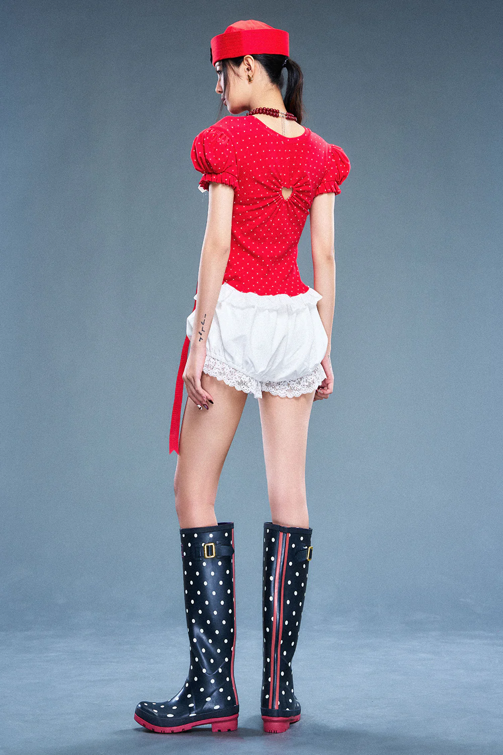 Crimson Puff Sleeve Cotton Top