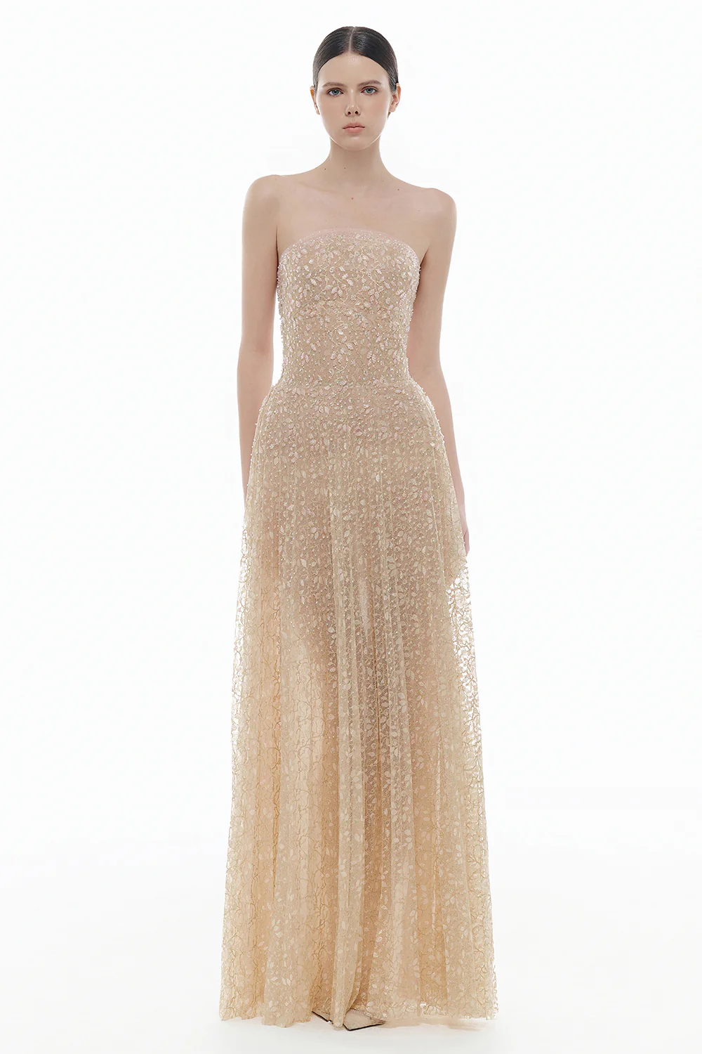 Noémie Straight Across Neck Bead Maxi Dress