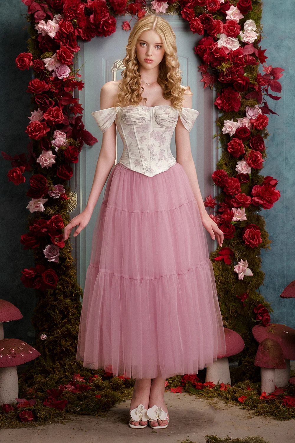 Katherine Bodycon Off-Shoulder Woven Corset