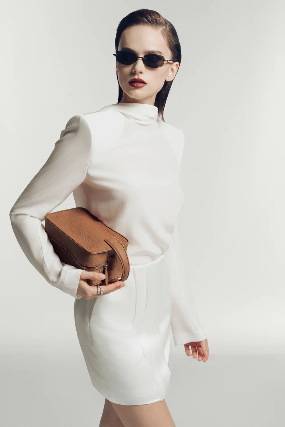 Lasserre A-line Seam Pocket Sateen Mini Skirt