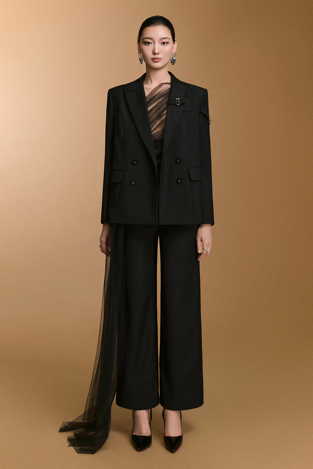 Ceci V-Neck Button Blazer