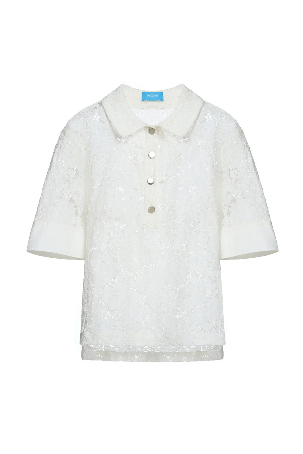 Marie Straight Collared Neck Cotton Lace Shirt