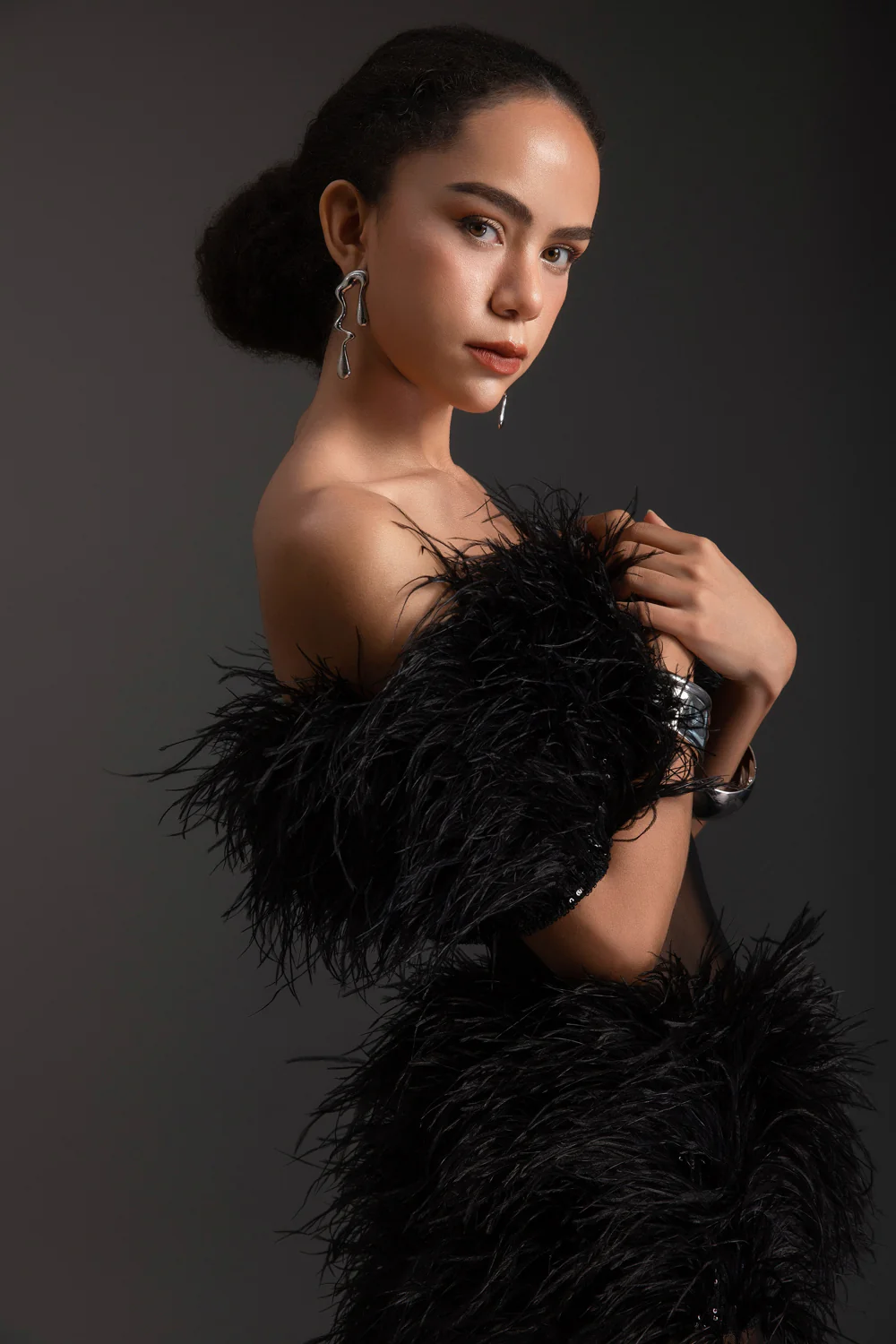 Kassidy Mermaid Feather Maxi Dress